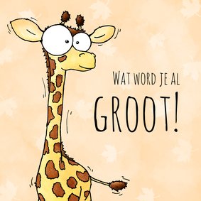 Verjaardagsfelicitatie giraf 'wat wordt je al groot'