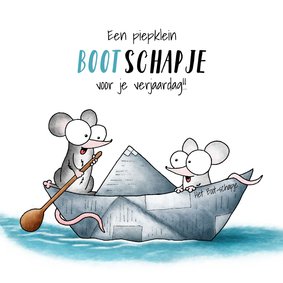 Verjaardagsfelicitatie muisjes met een boot-schapje