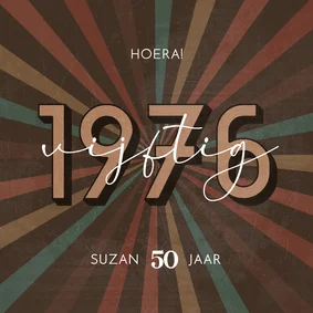 Verjaardagskaart 1976 vijftig vintage retro