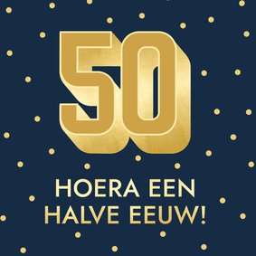 Verjaardagskaart 50 halve eeuw gouden cijfers