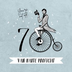 Verjaardagskaart 70 jaar man vintage fiets