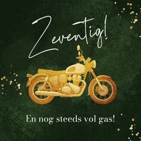 Verjaardagskaart 70 oude biker motor stoer