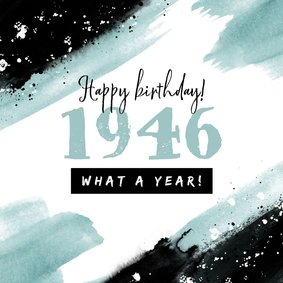 Verjaardagskaart 80 jaar 1946 stoer kunst verf