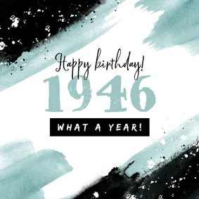 Verjaardagskaart 80 jaar 1946 stoer kunst verf