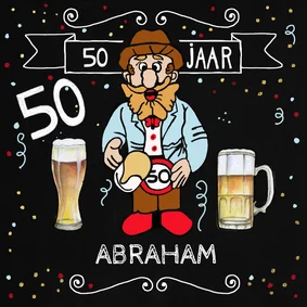 Verjaardagskaart Abrahampop met bier