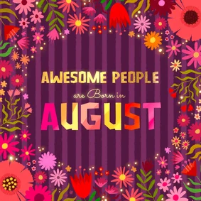 Verjaardagskaart "awesome people are born in august" paars