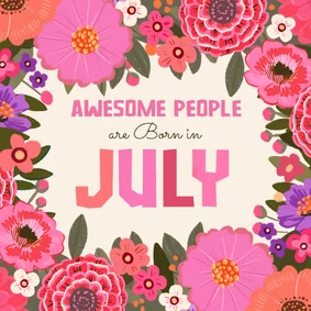 Verjaardagskaart "awesome people are born in July" roze