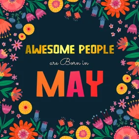 Verjaardagskaart "awesome people are born in may" vierkant
