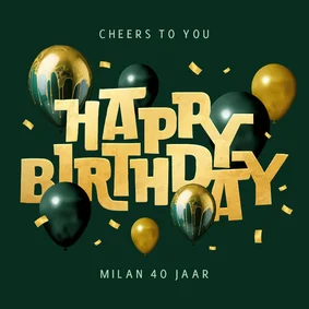 Verjaardagskaart ballonnen goud happy birthday confetti