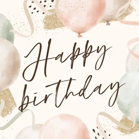 Verjaardagskaart ballonnen pastel confetti goud