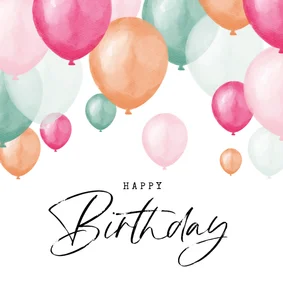 Verjaardagskaart ballonnen roze mint happy birthday