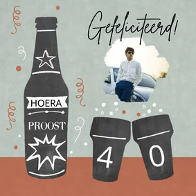 Verjaardagskaart bier krijtbord man