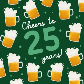 Verjaardagskaart bier man stoer hip cheers to 25 years