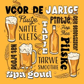 Verjaardagskaart bier stoer humor man typografie