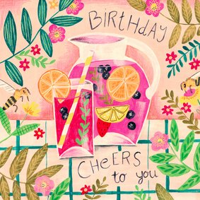 Verjaardagskaart, Birthday cheers to you, Sangria en bloemen