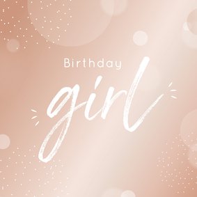 Verjaardagskaart birthday girl in mooie blush kleur