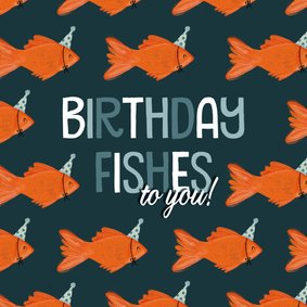 Verjaardagskaart birthdayfishes to you met goudvispatroon