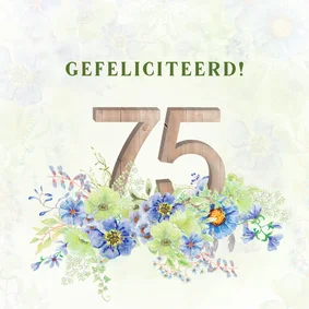 Verjaardagskaart bloemen 75 jaar