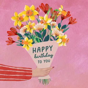 Verjaardagskaart bloemen boeket illustratie