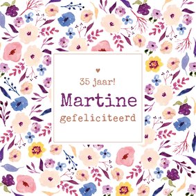 Verjaardagskaart - bloemen eigen naam vrouw 