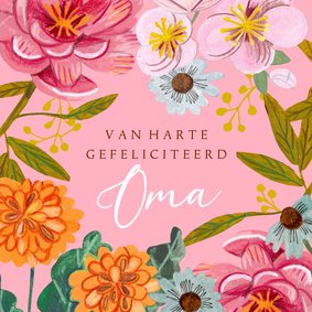 Verjaardagskaart bloemen geschilderd