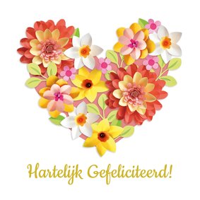 Verjaardagskaart bloemen hart