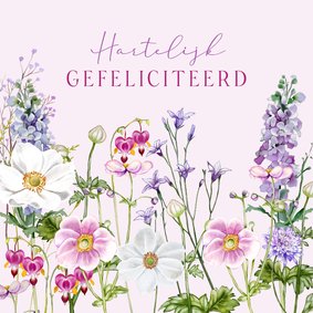 Verjaardagskaart bloemen in de tuin