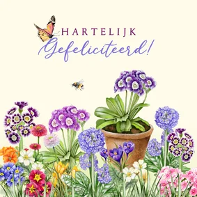 Verjaardagskaart bloemen in het voorjaar