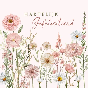 Verjaardagskaart bloemen in pastelkleuren