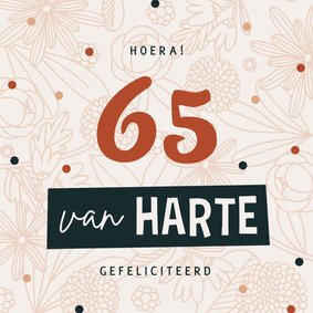 Verjaardagskaart bloemen met confetti leeftijd aanpasbaar