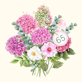Verjaardagskaart bloemen met label