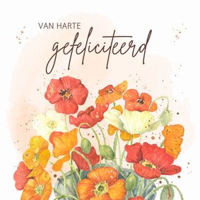 Verjaardagskaart - Bloemen met watercolor en goudlook