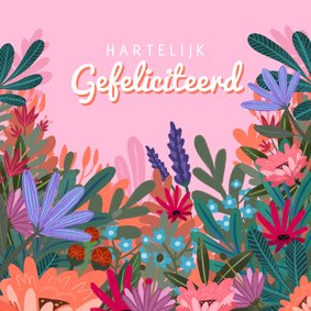 Verjaardagskaart bloemenveld kleur