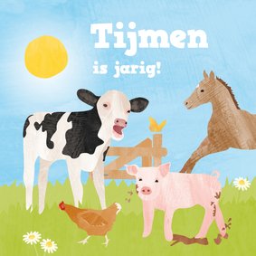 Verjaardagskaart boerderijdieren