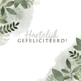 Verjaardagskaart botanische print, waterverf en spetters