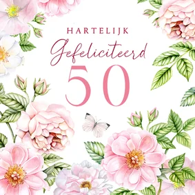 Verjaardagskaart botanische rozen