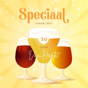 Verjaardagskaart bruisend speciaal bier leeftijd aanpasbaar