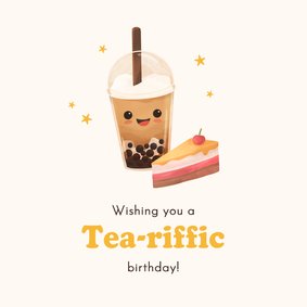 Verjaardagskaart bubble tea taart humor birthday