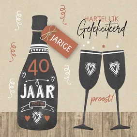 Verjaardagskaart champagne krijtbord