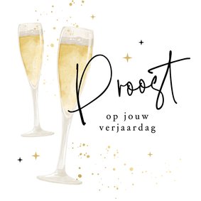 Verjaardagskaart champagne proost op jouw verjaardag