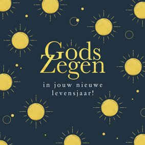 Verjaardagskaart christelijk zonnetjes Gods zegen 