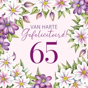 Verjaardagskaart clematis bloemen