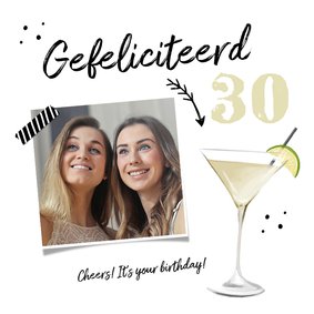 Verjaardagskaart cocktail hip foto en pijltje