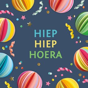 Verjaardagskaart confetti en ponpons