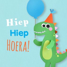 Verjaardagskaart dino met ballon