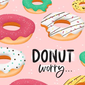 Verjaardagskaart donuts worry confetti vrouw meisje