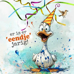 Verjaardagskaart eendje jarig hoera