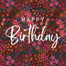 Verjaardagskaart enorm bloemenveld patroon