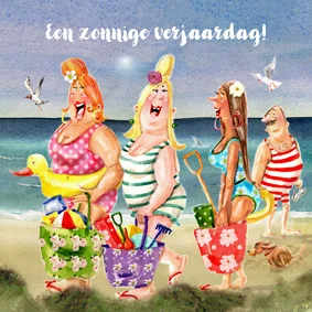 Verjaardagskaart feest op het strand