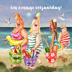 Verjaardagskaart feest op het strand